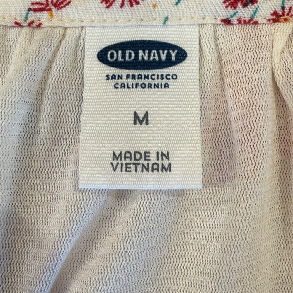 Old Navy Floral Sleeveless Dress, Gathered Waist, Sheer Hem, V-Neck, Size Medium - Picture 8 of 13